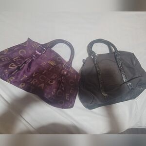 Purple and Black Women's Handbag Set